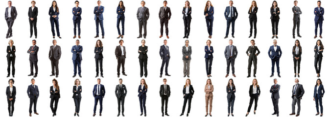 Many business people set on isolated background, formal attire wear, full body length, networking...