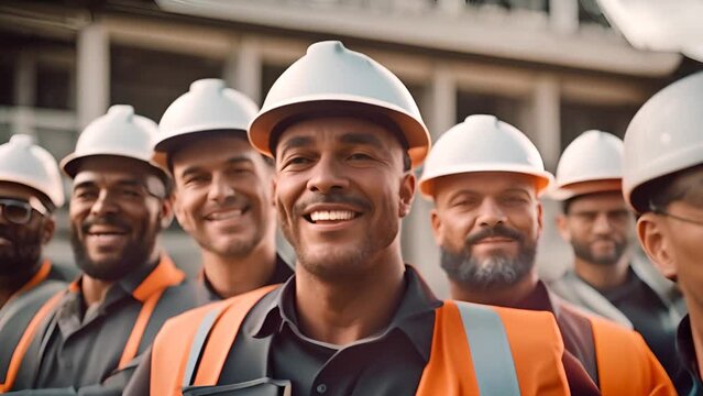 Group of Men Wearing Hard Hats and Vests Generative AI