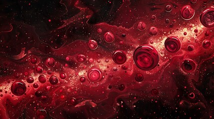 A painting of a galaxy with red dots scattered throughout