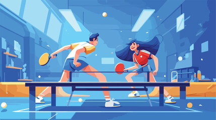 Vector illustration of the table tennis concept 2d