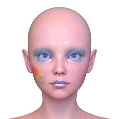 女性の顔アップ　3DCGレンダリング