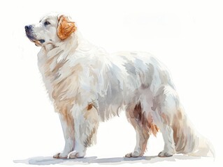 Great Pyrenees watercolor isolated on white background
