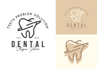 dental clinic logo vector outline illustration design