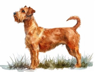 Irish Terrier watercolor isolated on white background