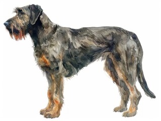 Irish Wolfhound watercolor isolated on white background