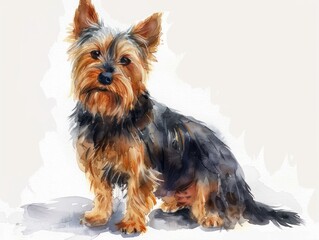 Australian Terrier watercolor isolated on white background