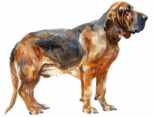 Bloodhound watercolor isolated on white background - obrazy, fototapety, plakaty