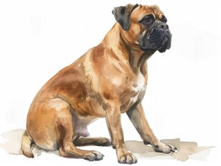 Bullmastiff watercolor isolated on white background