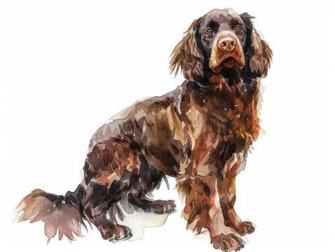 Boykin Spaniel watercolor isolated on white background