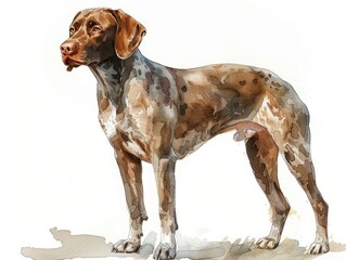 German Shorthaired Pointer watercolor isolated on white background