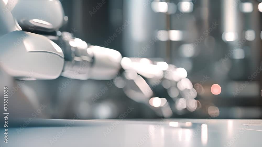 Poster robot arm resting on table generative ai