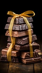 Assorted Chocolates on Dark Background Vertical Composition for Food and Dessert Photography