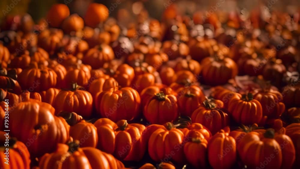 Poster rows of pumpkins in a field generative ai