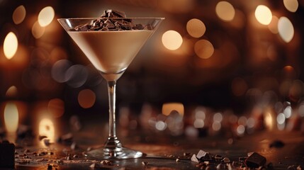 Decadent Chocolate Mousse Martini. An elegant martini glass filled with silky chocolate mousse,...