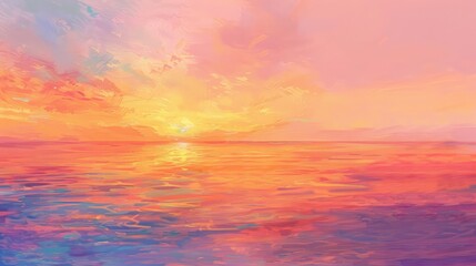 Naklejka na ściany i meble serene sunset background with vibrant hues of orange and pink painting the sky, evoking a sense of peace and serenity.