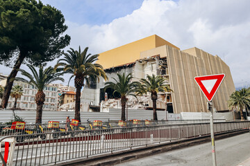 Nice, France - February 24, 2024: The old building of the National Theater of Nice, built by Yves...