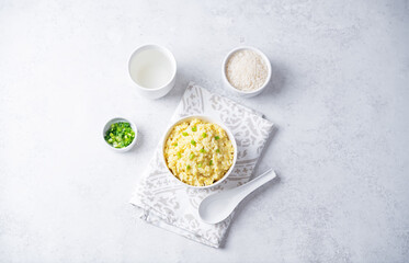 Japanese egg and rice porridge in a bowl