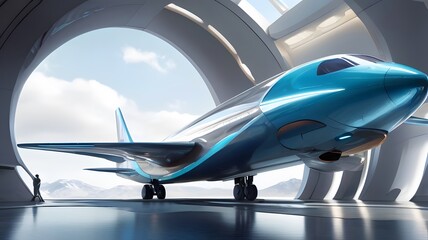 High-Speed Futuristic Jet Cruising Above Cumulus Clouds.
