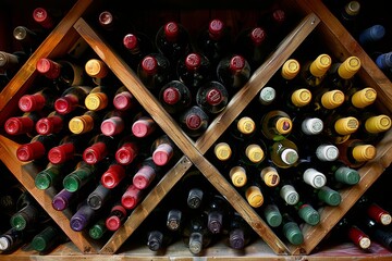 Wine Rack Filled With Bottles of Wine