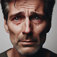Obraz premium A crying man isolated on a white background