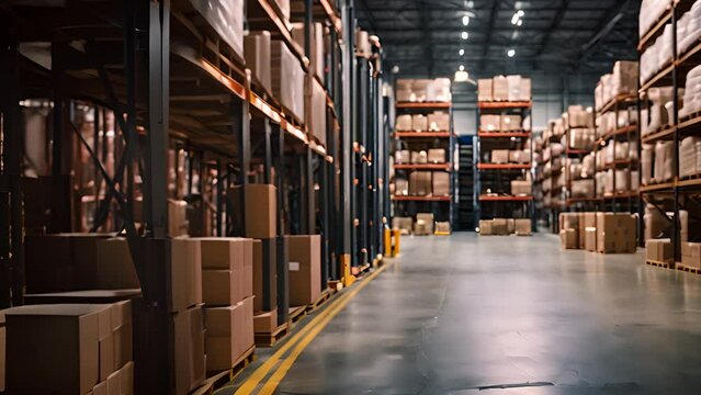 Large Warehouse Filled With Boxes Generative AI