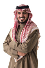 Arab business man with emotion cutoff transparent background