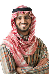 Arab business man with emotion cutoff transparent background