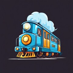 cartoon train icon isolated AI