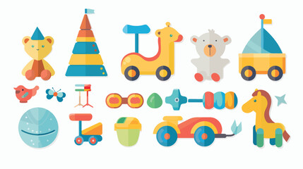 Baby toys icons. flat style vector illustration. Vector