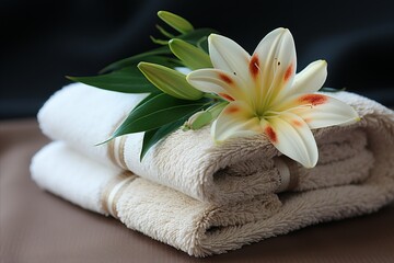 Luxurious sauna towels and comfortable spa items for ultimate relaxation and flower aromatherapy