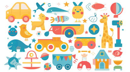 Baby toys icons. flat style vector illustration. Vector