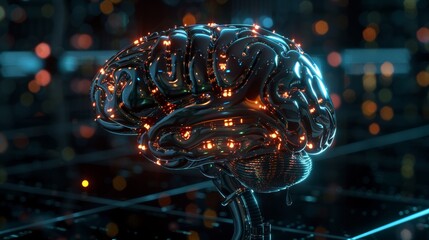 Futuristic digital brain concept illustration