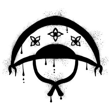 Cangaceiro hat with black spray paint graffiti