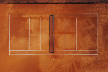 Tennis Clay Court. View from the bird's flight.