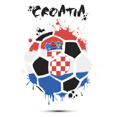 Abstract soccer ball with Croatia national flag colors. Flag of Croatia in the form of a soccer ball made on an isolated background. Football championship banner. Vector illustration