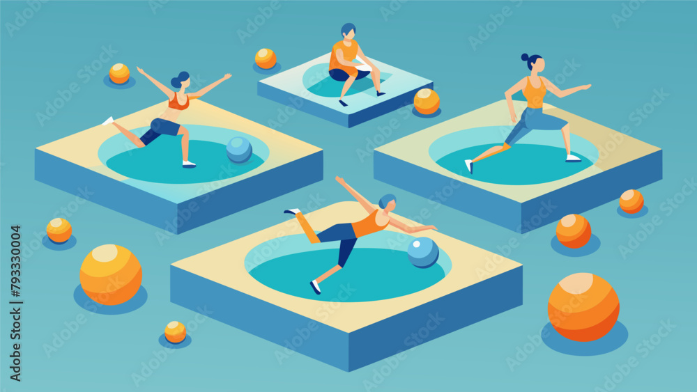 Poster in a pool filled with floating medicine balls fighters complete a circuit of exercises improving coo