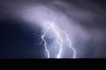 Lightning storm in the night sky