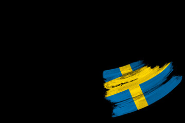 Sweden national flag on brushstroke, symbol of diplomatic relations and partnership, tourist brochures, patriotism and country pride, democracy, freedom and independence concept, national holidays