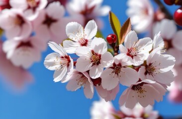 Cherry blossom close-up, sunny day
