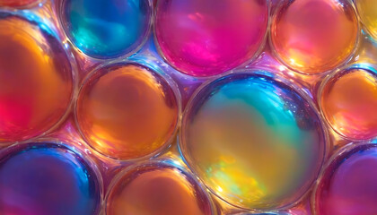 Bright colorful glowing bubbles, abstract background