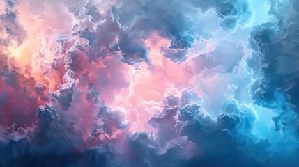 Abstract background with clouds in blue and pink colors