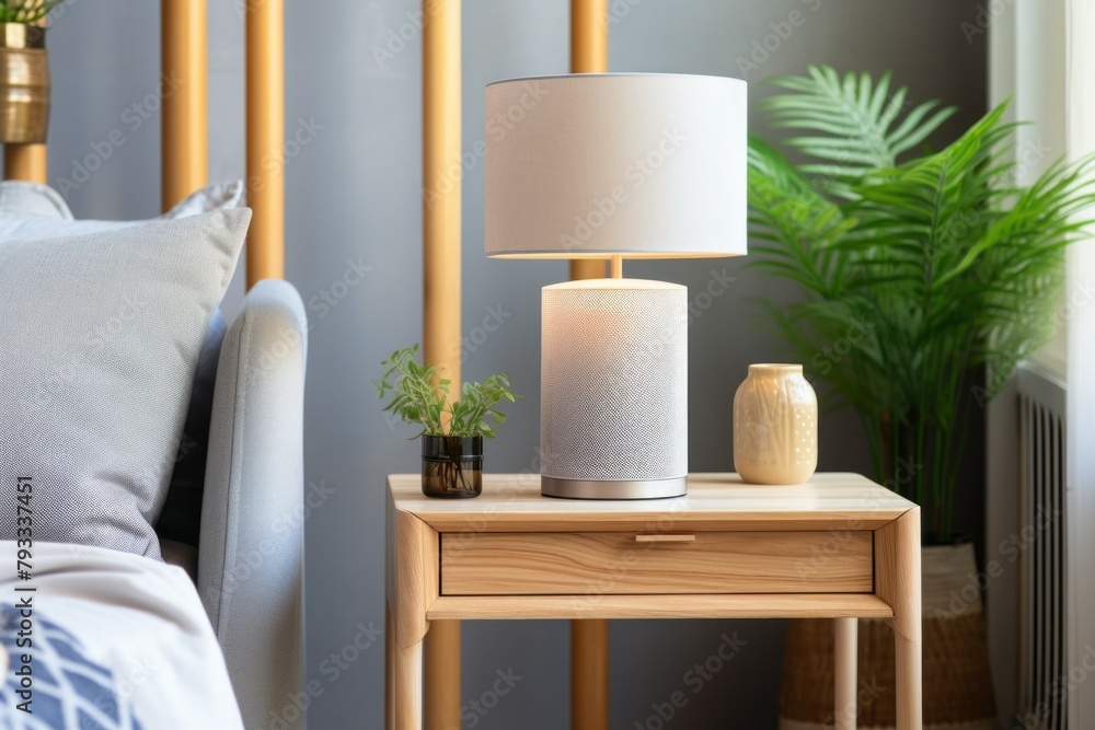 Poster smart speaker. background with selective focus and copy space