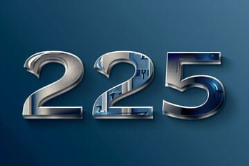 The number 225 is displayed in a blue and silver font