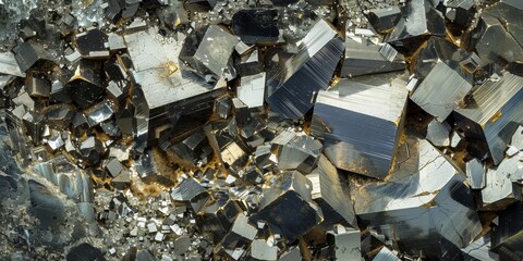 Pyrite Crystal Macro - Brilliant Natural Mineral Texture