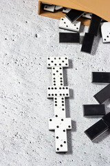 Ability and reflection; Classic domino game. Copy-space..