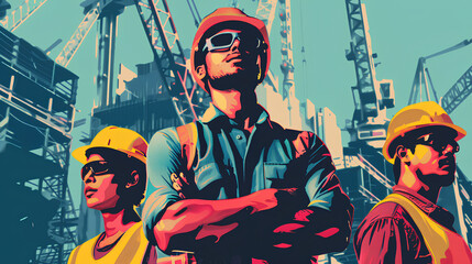1st may international workers day, labor day background, happy labour construction industry