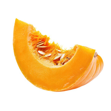 A fresh slice of pumpkin cut isolated on transparent background