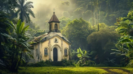 Deurstickers Church in a tropical forest © Ibad
