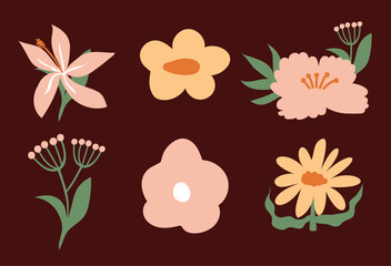 Vector flower retro vintage illustration 70's floral collection illustration © Pink Bunny