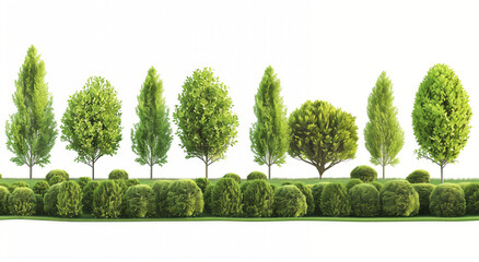 Obraz premium Trees and grass background isolated on white